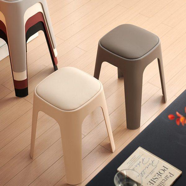 塑料凳子家用可叠放软包方凳现代简约高板凳结实耐用客厅餐桌椅子,住宅家具,其它凳子,淘宝优惠券,粉丝福利购,淘宝优惠卷