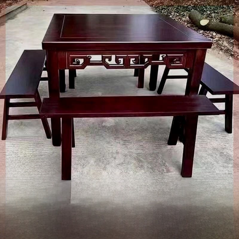 实木餐桌子家用覆古八仙桌彷x古四方餐桌餐厅饭店面馆商用家用餐