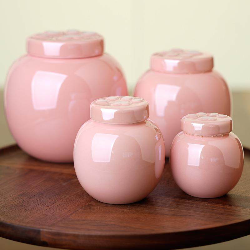 爪印陶瓷罐粉色密封罐茶叶罐药粉瓶狗陶瓷防潮储物罐足印茶仓包装,餐饮具,茶叶罐,淘宝优惠券,粉丝福利购,淘宝优惠卷