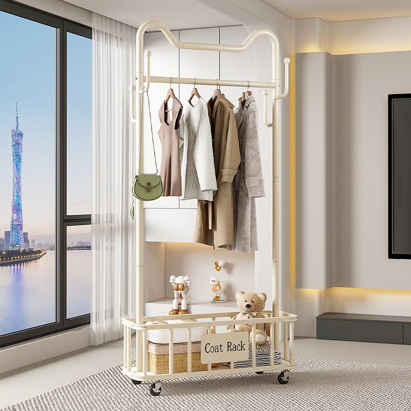 脏衣篮衣架落地式卧室内挂衣架家用可移动单杆晾衣架现代衣服架子