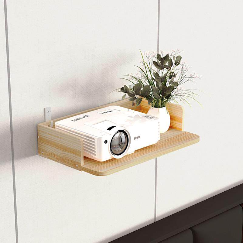 实木投影仪支架床头免打孔墙上置物架机顶盒墙面托架墙壁壁挂架子