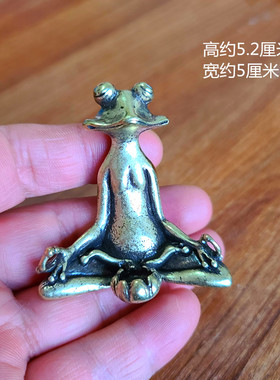 黄铜自在蛙香j插摆件 饰品摆饰装饰品铜器工艺品