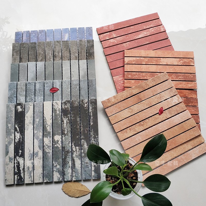 网红长条复古做旧马赛克民宿v咖啡厅餐饮吧台卫生间厨房红青砖瓷