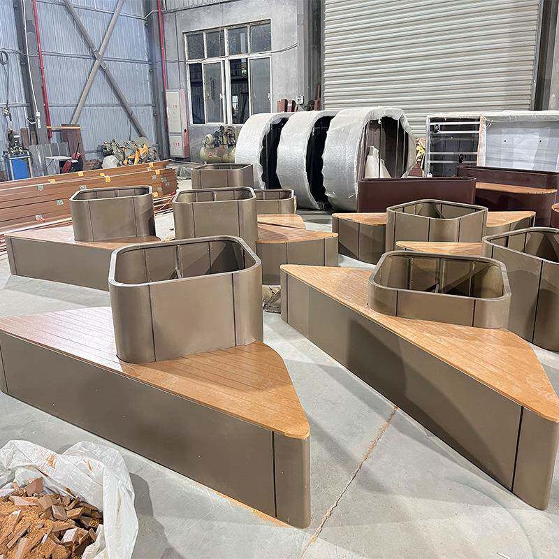 户外金属花箱座椅不锈钢组合花坛座凳储物家用购物中心商场铁座凳