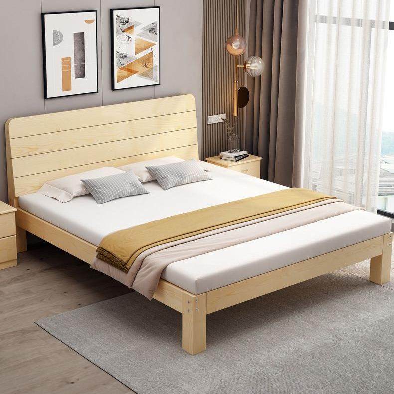 实木床现代简约1.5米松木家用经济型1.8米简易双人床出租房单人1m
