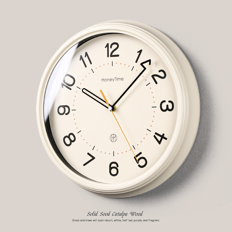 奶油风挂钟家用客厅2024新款创C意挂表简约现代大气挂墙静音时钟