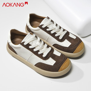 奥康正品复古拼色德训鞋男百搭休闲板鞋透气运动鞋宽楦男士阿甘鞋