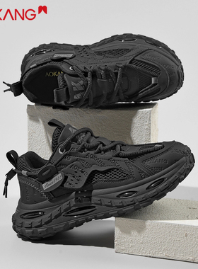 奥康轮胎底老爹鞋男黑色增高男鞋2025新款秋季透气盘古休闲运动鞋