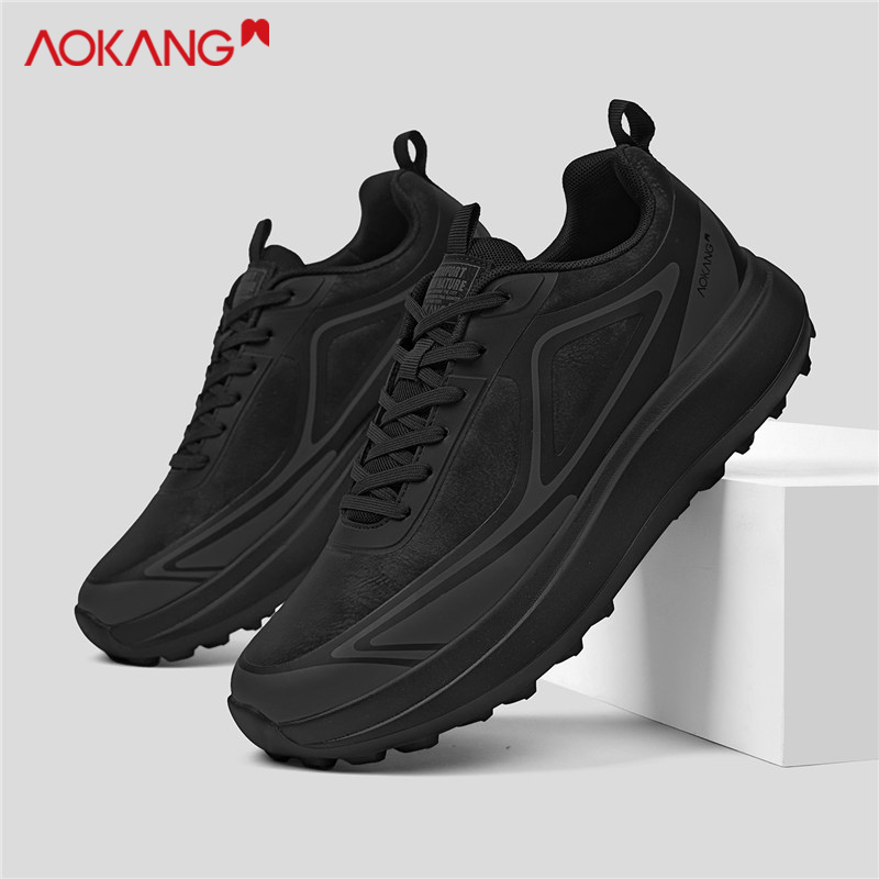 奥康男鞋运动鞋男款皮面防水
