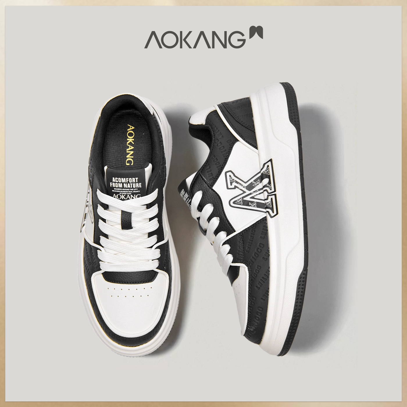 奥康印花板鞋男2025新款秋