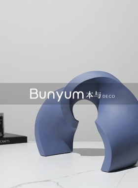 现代极简家居样j板房间茶几桌面几何摆件创意艺术售楼处软装饰品