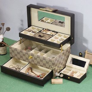 德狮龙密码锁首饰盒大化妆盒首手饰收纳盒化妆饰品盒礼物品女礼物