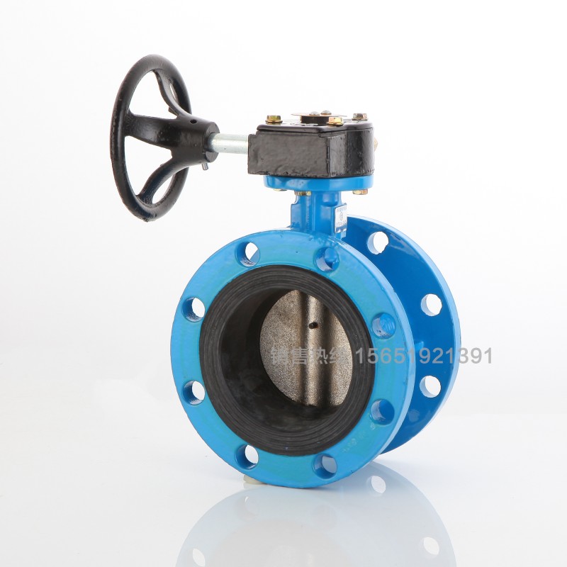 D341X-16Q涡轮法兰蝶阀球墨铸铁手动软密J封蝶阀三元乙丙烤漆DN10