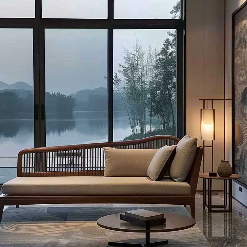 北美黑胡桃木白蜡木贵妃榻客厅酒店民G宿沙发办公室新中式禅意榻