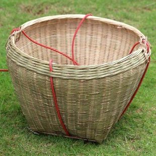 现捞箩筐+柳编结婚挑担篮手工竹编喜庆箩筐粮食收纳筐演出道具