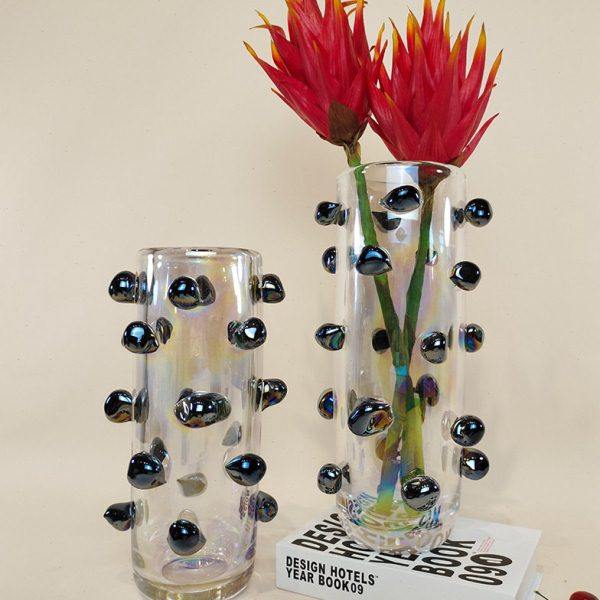 现简约欧式轻奢透明玻璃珠点花花器摆件样板房售楼处软装饰品,家居饰品,花瓶,淘宝优惠券,粉丝福利购,淘宝优惠卷