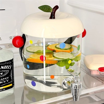 冷水壶玻璃耐高温大容量带龙头凉水壶家L用储水水缸果茶桶饮料桶