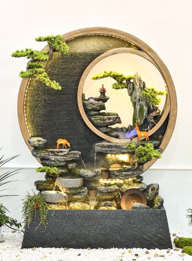 水幕墙流水屏风假山循环水摆件办公室客厅水景P观装饰庭院花园布
