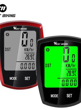 WEST BIKING自行车码表无线夜光触屏码表英文有线码表骑行装备