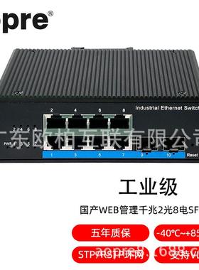 aopre(欧柏互联)微速28GSK国产WEB管理千兆2光8电交换机环网导轨