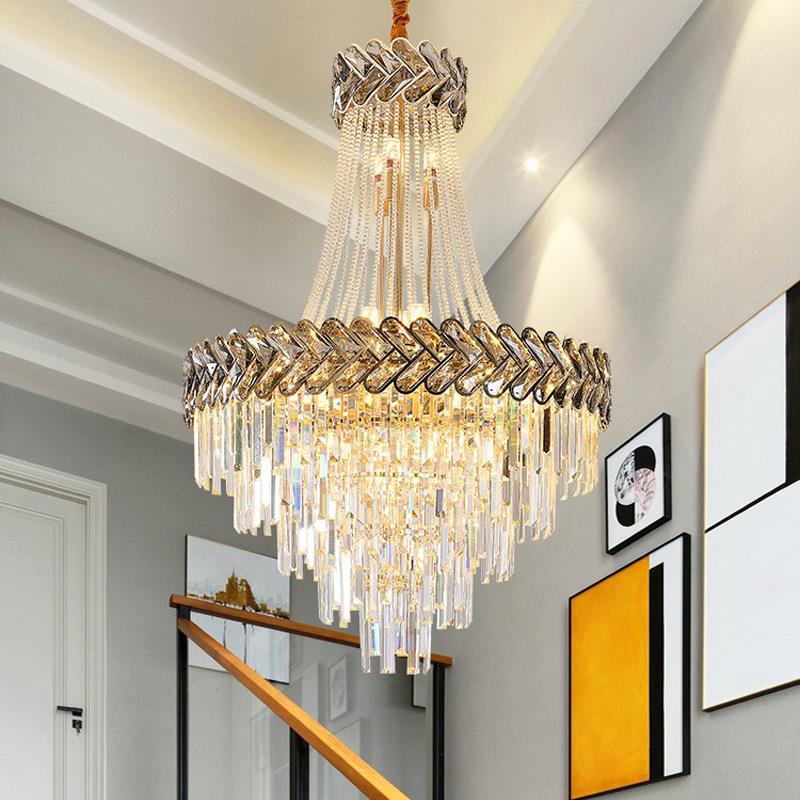 复式大灯吊轻奢客厅水晶灯别墅楼中733空挑高灯具标现代简约非工