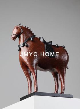 新中式树脂创意动物马家居客厅书房售楼处书房餐厅软装摆件装饰品