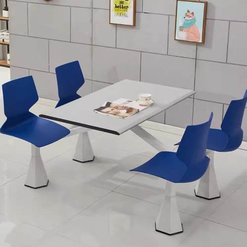 快餐店连体桌椅美食城服务区四人位连体餐桌椅员工食堂餐桌椅