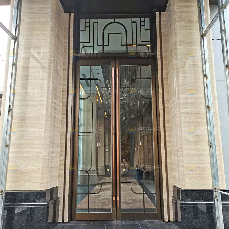 酒店大堂不锈钢玻璃大门 小区现代中式售楼部示范区景观大门