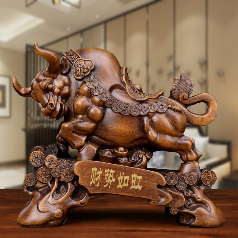 财势如虹牛摆件树脂工艺品家居装饰品摆设生肖牛大号创意办公送礼