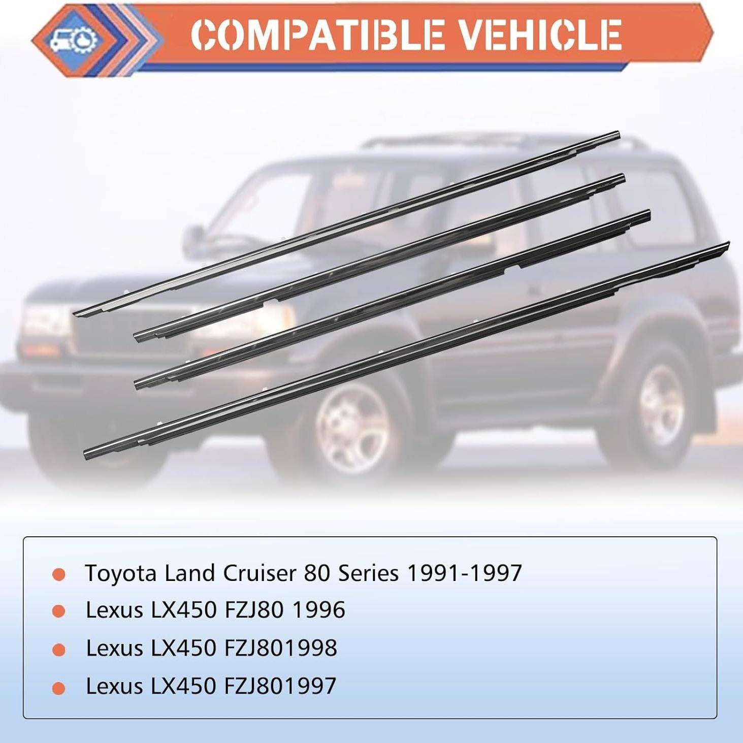 75710-60021车窗玻璃挡水条LX450 LC80 FZJ80车门窗外挡水密封条