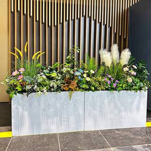 wo+仿真狗尾草芦苇花箱绿植花草混搭商业街造景装饰户外隔断摆放