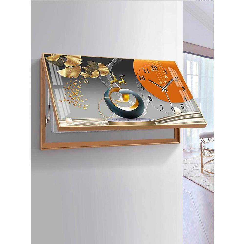 V3FP电表箱装饰画带钟表免打孔现代简约客厅餐厅配电箱装饰遮挡画