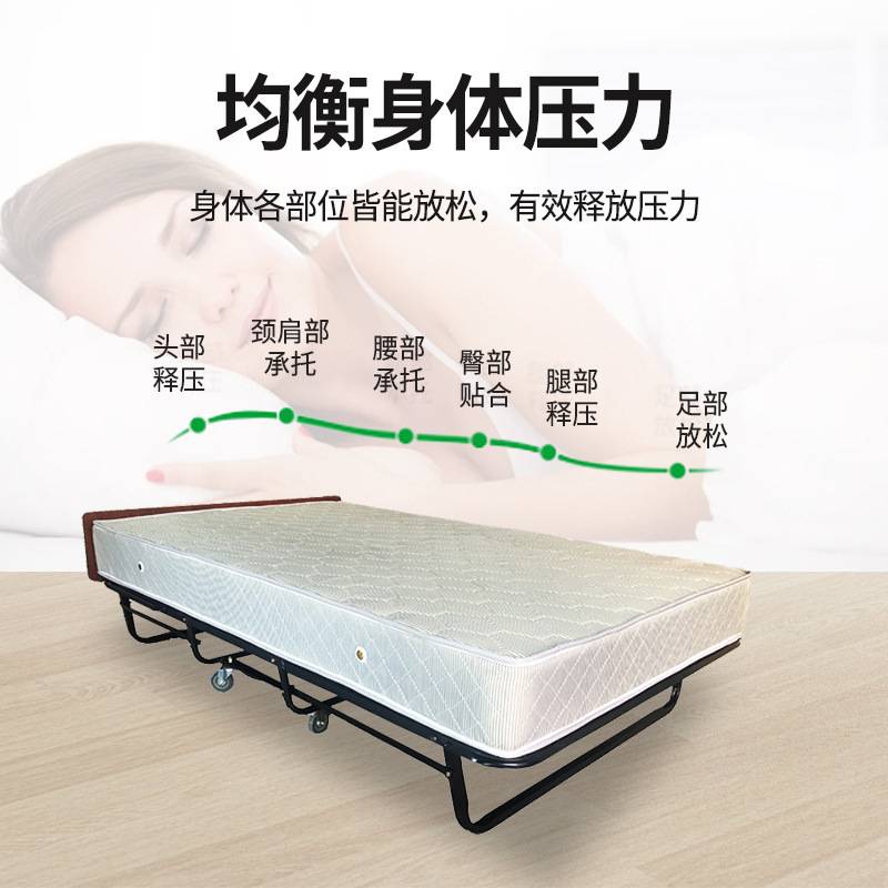酒店加床客房用弹簧折叠床家用保姆床便携式移动折叠单人床午休床