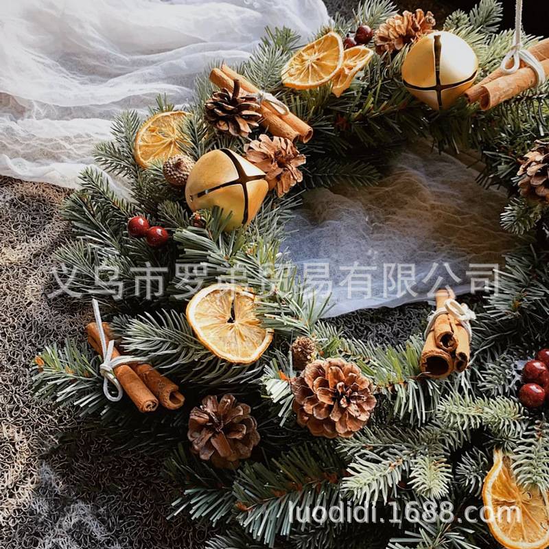 跨境亚马逊圣诞节装饰品 50/60cm圣诞花环门挂 家用酒店橱窗挂件