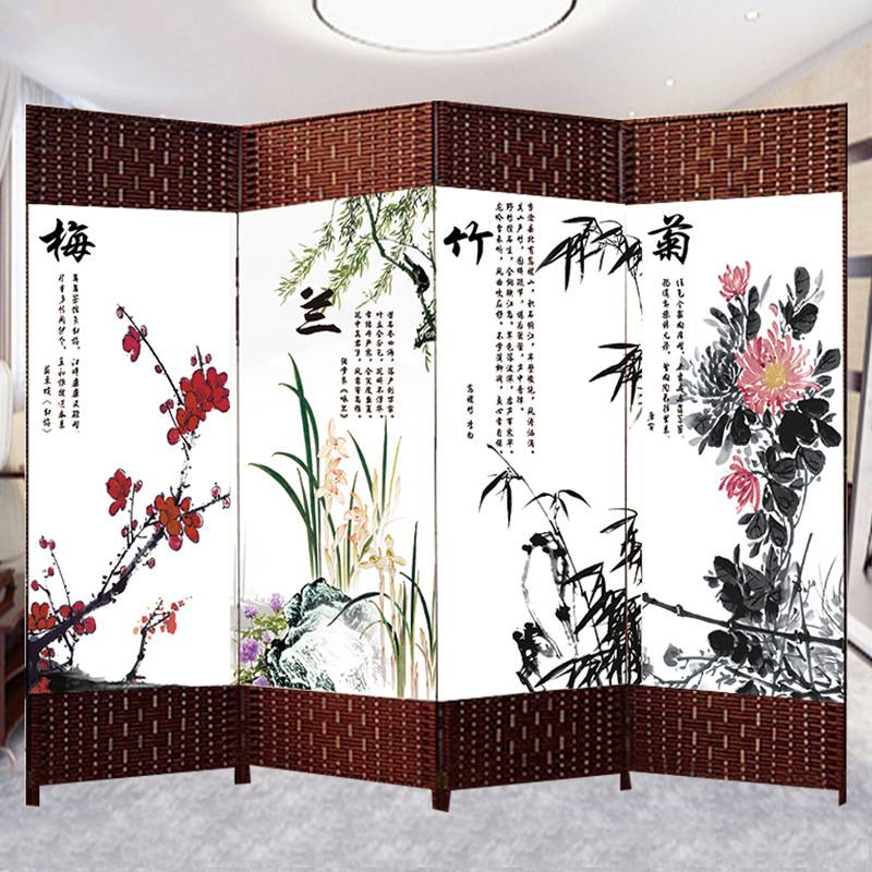 中式屏风隔断简易折叠客厅玄关墙移动折屏简约现代办公室实木屏风