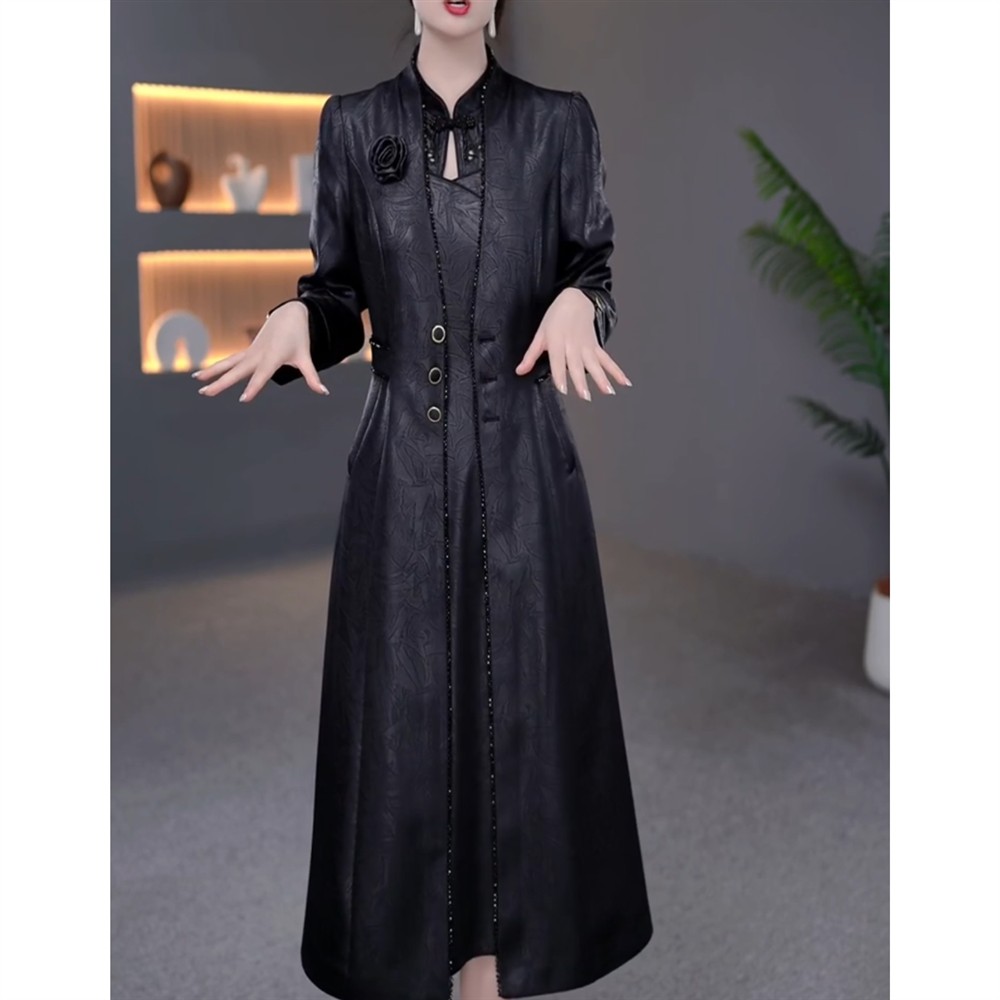 新中式时尚端庄套裙女2026秋季新款女士显瘦气质风衣连衣裙两件套