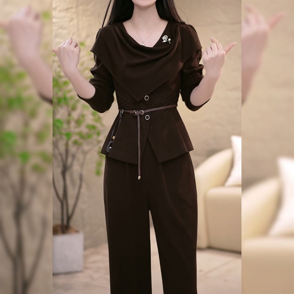 秋季2026新款洋气端庄减龄显瘦优雅上衣+裤子两件套套裤M-4XL