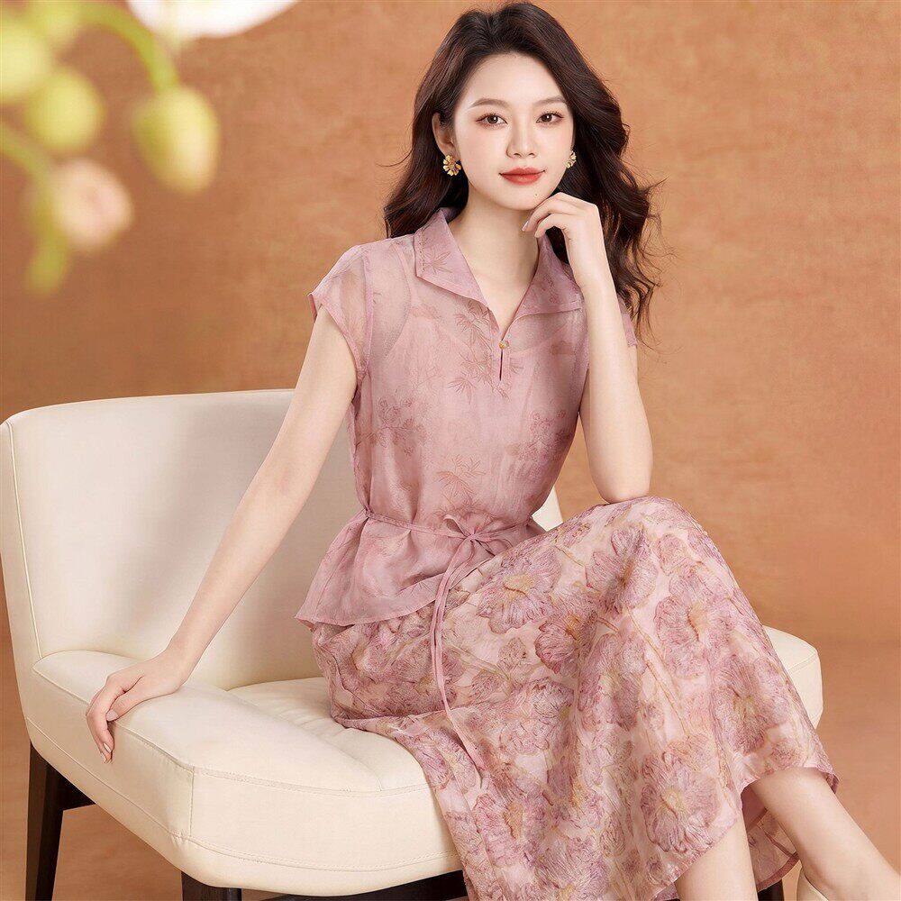 雪纺连衣裙夏2026新款今年流行爆款女装小个子高级感穿搭高端套装