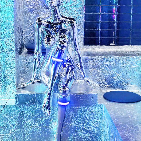 电镀空山基科技感机器人机械姬女神雕塑酒吧店KTV落地装饰大摆件,家居饰品,落地摆件,淘宝优惠券,粉丝福利购,淘宝优惠卷