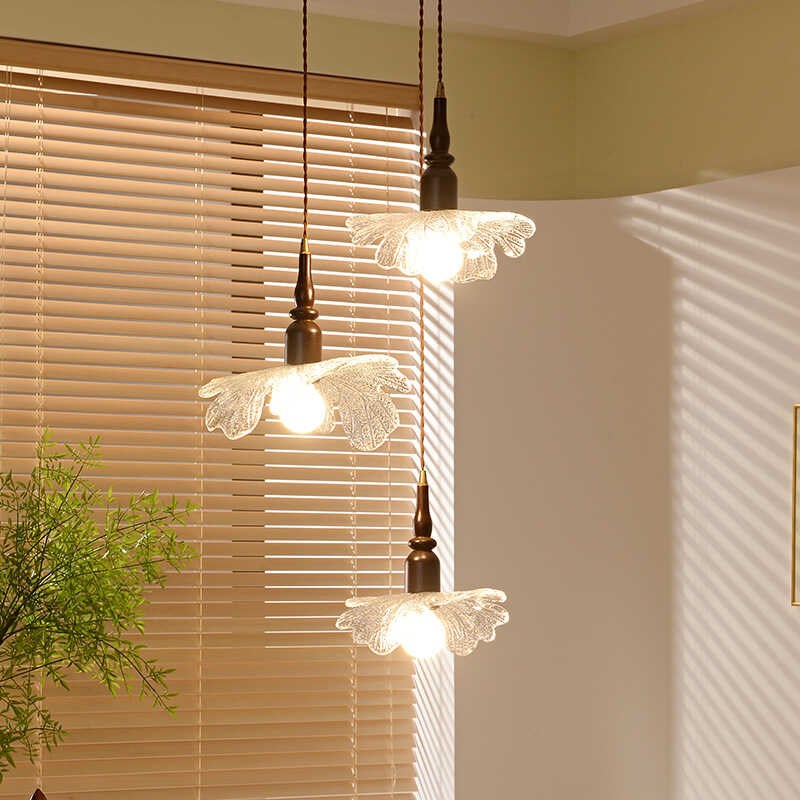 花田日式复古玻璃吊灯阳台过道餐厅吧K台橱窗夏荷黄铜玻璃吊灯