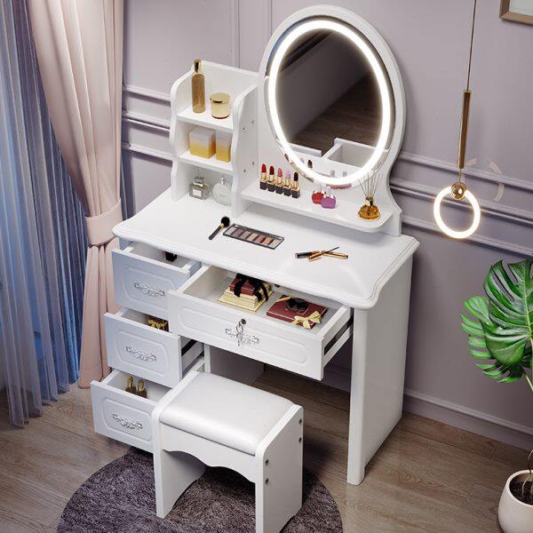 欧式梳妆台卧室现代简约小户型高级感轻奢大容量收纳柜一体化妆桌