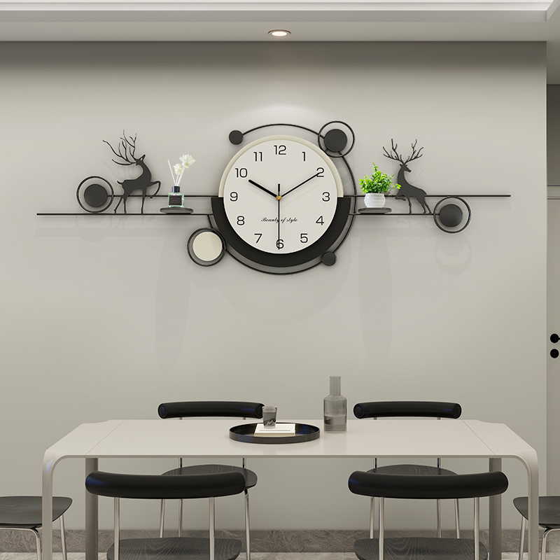 客厅挂钟静音2024新款家用w现代简约网红挂墙时钟创意轻奢钟表装