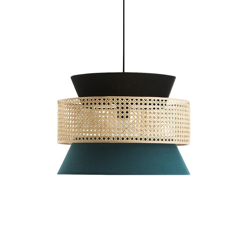 新中式竹艺餐厅吊灯m简约现代创意个性布艺酒店客厅藤艺竹编双层