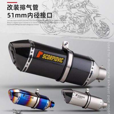 摩托车排气管 NINJA400 Z900 R3 CB650R 470斜尾大六角 通用尾段