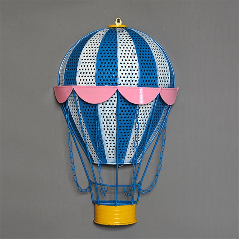 复古怀旧热气球吊饰n网咖酒吧墙面装饰品铁艺壁挂式家居软装道具