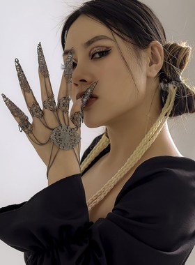 西域印度傣族风长护甲套连指手链女 夸张时尚舞蹈演出Z指尖配饰品