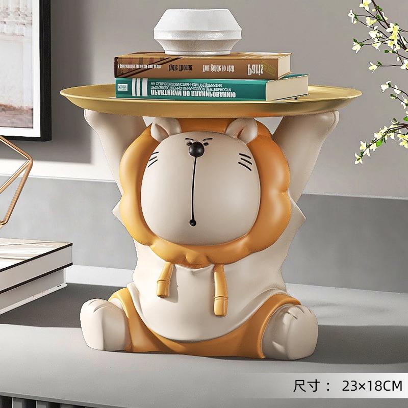 狮子托盘客厅落地摆件家居饰品电视柜沙发旁茶几T床头装饰乔迁礼