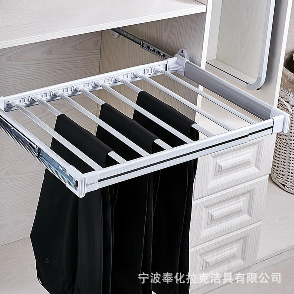 酒店家具用品 太空铝多功能衣帽间衣柜伸缩推拉西裤架 收纳架
