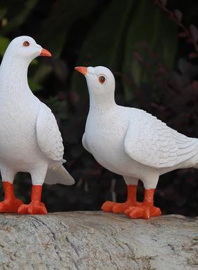 花园庭院布置造景装饰品仿真鸽子树脂小动物模型摆件和平白鸽道具