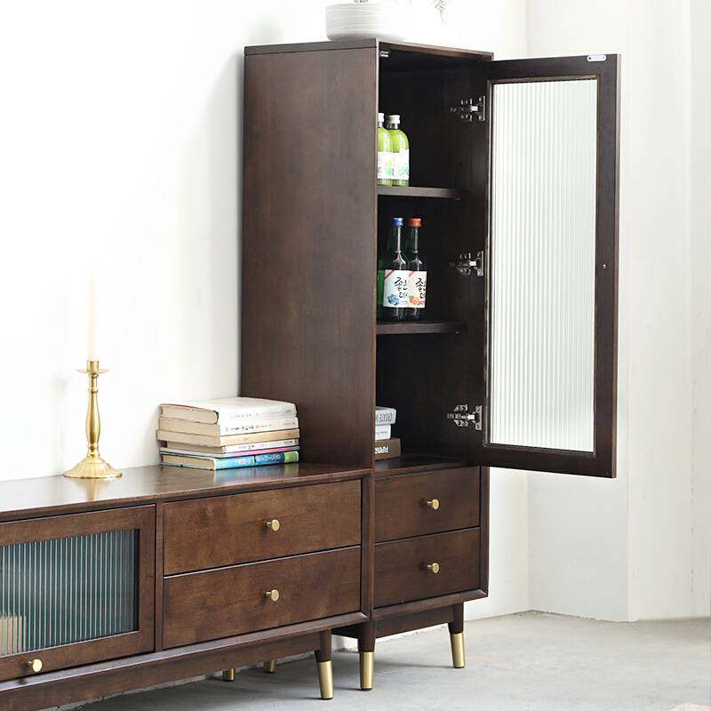 家逸客厅电视柜组合边柜小酒柜轻奢风立柜实木旁柜装饰柜展示柜